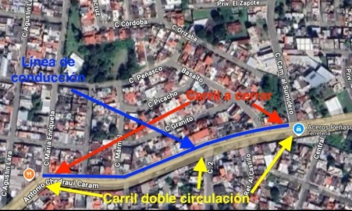 Por obra pública habrá cierres parciales al tránsito en Circuito Presidentes y Chedraui Caram